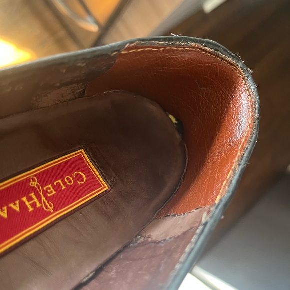 Cole Haan Brown and Black Woven Tassel Loafers - Picture 7 of 8